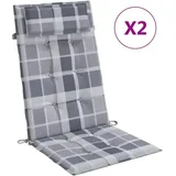 Hochlehner-Auflagen 2 Stk. Grau Karomuster Oxford-Gewebe