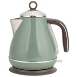 Zerodis Wasserkocher, 1,7L Edelstahl Elektro-Wasserkocher Haushalts-Retro-Stil Tee-Wasser-Kochtopf mit Verbrühschutzdeckel Wasserkocher für Tee und Kaffee EU-Stecker 220V