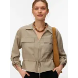 Vero Moda Langarmbluse VMKATIE LS SHIRT WVN NOOS Materialmix grau XL (42/44)