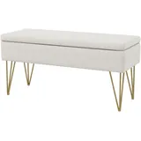 Bettbank mit Stauraum, dicke Polsterung, atmungsaktiver Stoff, Stahlfüße, 100x