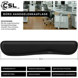 CSL Handgelenkauflage Tastatur Keyboard - Handballenauflage Handgelenkschoner - Maus und Tastatur - ergonomische Haltung - 43 cm - atmungsaktiv