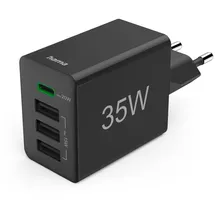 Hama Schnellladegerät 1x USB-C PD 3x USB-A Mini-Ladegerät 35W Schwarz