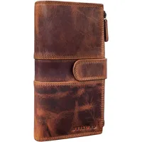 STILORD 'Alyssa' Portemonnaie Handy Leder Damen Reisebörse RFID Geldbörse mit Handyfach ideal für 6,1 Zoll iPhone 13 echtes Leder, Farbe:Kara - Cognac