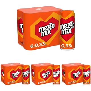 Mezzo Mix - prickelnd-erfrischendes Mischgetränk aus Cola und Orange - Softdrink in stylischen Einweg Dosen (6 x 330 ml) (Packung mit 4)