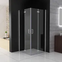 Duschkabine Eckeinstieg 120x80 cm Falttür mit Doppel Faltbar Duschtür, 6mm NANO ESG Glas, Drehfalttür komplett Dusche Höhe 185cm, ohne Duschwanne - Silber