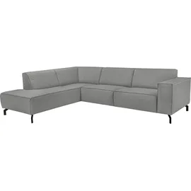 PLACES OF STYLE Ecksofa PLACES OF STYLE "Lorcan, Breite 275 cm, weiches Sitzgefühl", grau, B:275cm H:77cm T:210cm, 100% PES, Sofas, Ecksofa, Massivholz- oder Metallfüße, Lederoptik, Struktur, Chenille, Boucle