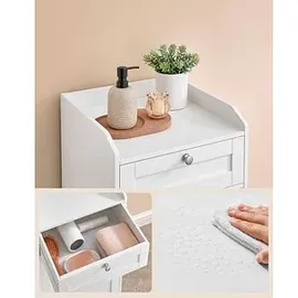 VASAGLE Badezimmerschrank mit Wäschekorb 40 x 40 x 80,2 cm weiß