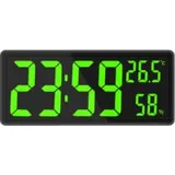 Rechteckige Digitale Led-wanduhr ‚Äì Temperatur- Und Feuchtigkeitsanzeige ‚Äì Klares Display Für Schlafzimmer Und Büro ‚Äì Crezuo