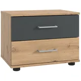 Lomadox Nachttisch TREVISO-43, Nachtschrank Betttisch Nachtkästchen Schrank 52 cm breit Eiche braun