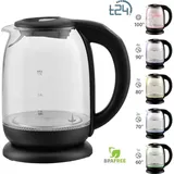 t24 Wasserkocher Glas 1,7 L, Wasserkocher mit Temperatureinstellung 60, 70, 80, 90, 100 °C, Wasserkocher 2.200W, Wasserkocher Schwarz mit LED Beleuchtung