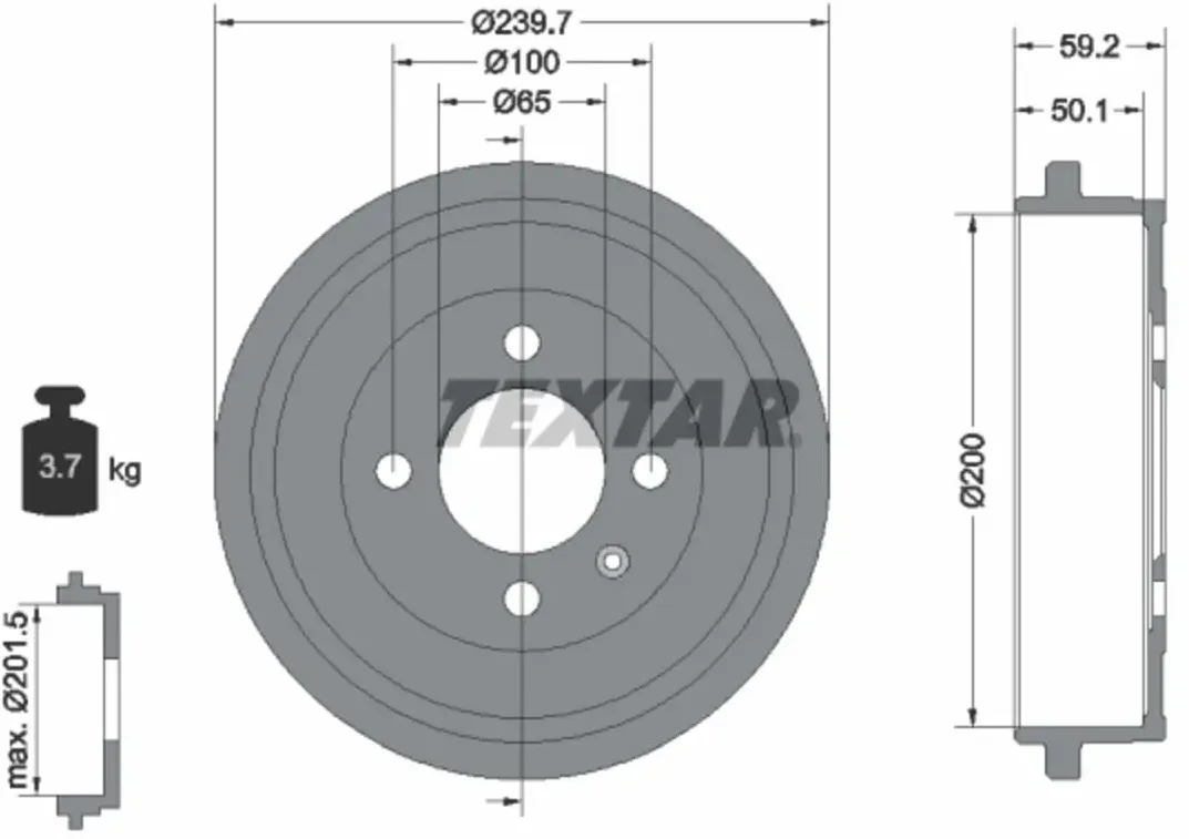 Tambour de frein TEXTAR 94022800