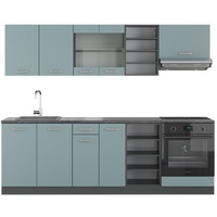 Vicco Küchenzeile R-Line Solid Anthrazit Blau Grau 240 cm modern Küchenschränke Küchenmöbel