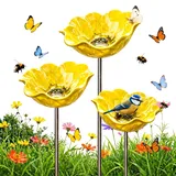 TETGSET Blumen Gartenstecker VogelträNke, 2026 Neu Metall Blumen Gartenstecker, BienenträNke, Schmetterlinge Insekten Tränke für Den Garten, VogelträNke Futterschale Rasen & Balkon (3pcs *B)