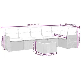 vidaXL Gartenlounge 7-tlg. Loungeset schwarz
