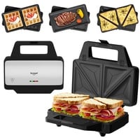 HOMELUX 3-in-1-Sandwichmaker 1000 W Waffeleisen Sandwichtoaster Grill wechselplatten, 1000,00 W, Antihaftbeschichtet, Schnelles und Gleichmäßiges, Leichte Reinigung schwarz