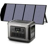 ALLPOWERS R1500 Tragbare Powerstation mit 140W Solarpanel, 1152Wh LiFePO4 Batterie mit 1800W AC Ausgang Solargenerator, 43dB Leise Betrieb Mobile Notstromversorgung für Garten Reise Camping Wohnmobil