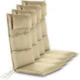 Aspero Hochlehnerauflage 4 Hochlehner Stuhlauflagen Sitzpolster, (Set), Wasserdicht beige|grau