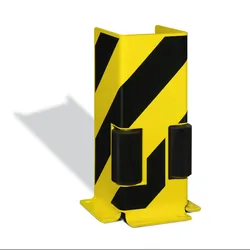 PROREGAL Anfahrschutz mit Leitrolle | U-Profil | HxBxT 40x16x16cm | Kunststoffbeschichteter Stahl 6mm | Schwarz-Gelb