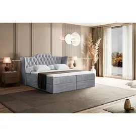 altdecor BOXBETT mit Matratze H3 und Lattenrost, - VILA - 160x200 cm Hellgrau