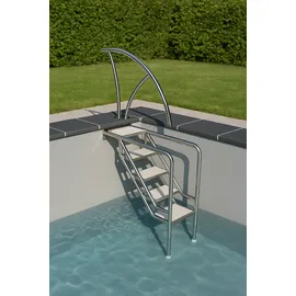 Eichenwald Pooltreppe Modell 08.3 Miami Beckentiefe 139,9 cm Edelstahl