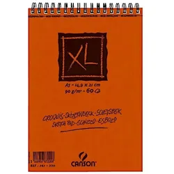 CANSON Spiralblock XL Block Skizzen- und Zeichenpapier A5 90g/qm Block mit 60 Blatt Packung mit 4 Stück