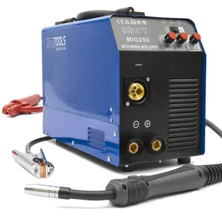 IPOTOOLS MIG-250 4in1 MIG MAG Schweißgerät - Schutzgas Schweissgerät mit 250 Ampere Inverter FLUX/Fülldrahtschweißgerät ohne Gas Elektroden/E-Hand geeignet/Digital/IGBT / 230V / 7 Jahre Garantie