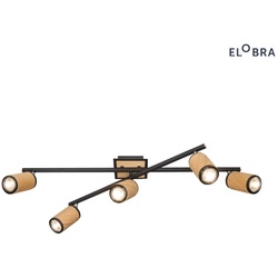 Elobra Deckenleuchte BOLIVIA 5, 5x GU10, Eiche natur, schwarz ELO-140079