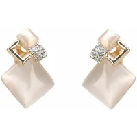 FIRETTI Paar Ohrclips »elegant« mit Cat ́s Eye und Strasssteinen