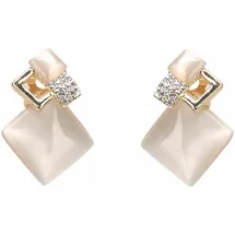 FIRETTI Paar Ohrclips »elegant« mit Cat ́s Eye und Strasssteinen