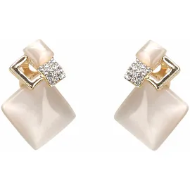 FIRETTI Paar Ohrclips »elegant« mit Cat ́s Eye und Strasssteinen