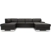 DOMO. collection Wohnlandschaft Star, Leder-Sofa in U-Form, Polstergarnitur, Couch 150 x 304 x 150 cm (BxTxH), in Kunstleder schwarz