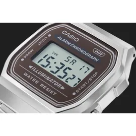 Casio Collection A168WA-1W, Wasserfest - Silber/Dunkelrot