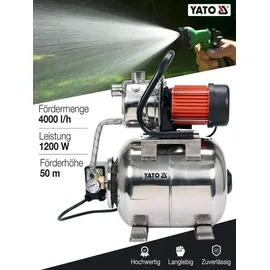 Yato Hydrophore inox auto 1200W 4000L/H 19L Tank