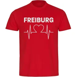 multifanshop Kinder T-Shirt - Freiburg - Herzschlag - Druck weiß - Kind