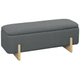 BlingBin Sitzbank mit Stauraum, Polsterbank mit Leinenoptik, mit Sicherheitsscharniere (1er set, 1-St., 111cm x 44cm x 44,5cm), Holzbeine Bettbank Truhenbank für Wohnzimmer, Schlafzimmer, Flur grau