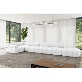 altdecor Ecksofa modulares Sofa Felto-L3 - 475x190x70 cm Weiß Bouclé