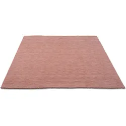 Wollteppich THEKO "Holi", rosa (rosé), B:140cm H:13mm L:200cm, Schurwolle, Teppiche, Uni-Farben, leicht meliert, reine Wolle, handgewebt mit Knüpfoptik