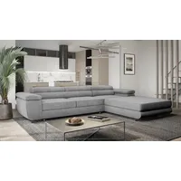 Goldstoff Ecksofa mit Schlaffunktion und Bettkasten VENUS TWIN - Ecksofa mit Federkern, Eckcouch Grau - Grau