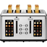 Toaster 4 Scheiben, LED-Touchscreen, Edelstahl Langschlitztoaster, 6 Bräunung...