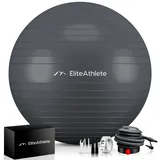 HOEL EliteAthlete® Gymnastikball Sitzball Büro ergonomisch mit Anti Burst System - Fitness Yoga Pilates Schwangerschaft - Schwangerschaftsball Fitnessball Yogaball - Yoga Ball inkl. Luftpumpe - Grey 55cm