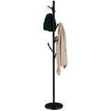 Relaxdays Garderobenständer, Metall, 12 Haken, HxD: 176 x 30 cm, Kleiderständer Baumform, Jackenständer stabil, schwarz