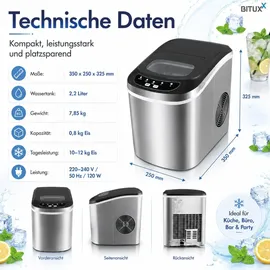 mspoint Bituxx Eiswürfelmaschine Eiswürfelbereiter Eiswürfel Ice Maker Eis Maschine Edelstahl
