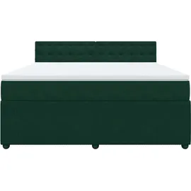 vidaXL Boxspringbett mit Matratze Dunkelgrün 180x200 cm Samt