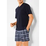 S.Oliver Shorty S.OLIVER Gr. 52/54, blau (marine-blau-kariert) Herren Homewear-Sets mit seitlichen Eingrifftaschen