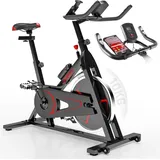 Physionics® Heimtrainer Fahrrad - mit LCD Display, Ergometer, Pulsmesser, max 120kg, Sitz und Griff verstellbar - Fitnessbike, Hometrainer, Bike, ...