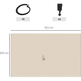 Outsunny Seitenwände für 3x4 m Pavillon 4 Stück Beige 3 x 4 m