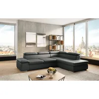 Ecksofa SIT & MORE "Valentine, L-Form, Armteil- & Kopfteilverstellung", grau (anthrazit), B:272cm H:73cm T:226cm, Sofas, optional mit Bettfunktion, Ottomane links oder rechts, NaturLEDER, Topseller