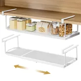 Yorbay 2 Stück Unterregal Hängekorb, Metall Hängekorb Regal, Unterregal Aufbewahrungskorb Verstellbarer 38-70 cm, Schrankkorb für Küche, Schrank, Schuhschränken und Kleiderschränken(Weiß)