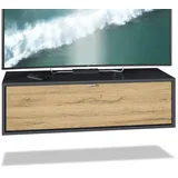 Vladon Lana Lowboard 100x29x37 cm Schwarz matt/Eiche Natur MDF/Spanplatte