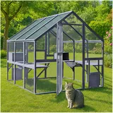 Wiltec Freilaufgehege Katzen 210x187x187cm Katzenfreigehege Holz Aussengehege, Gehege